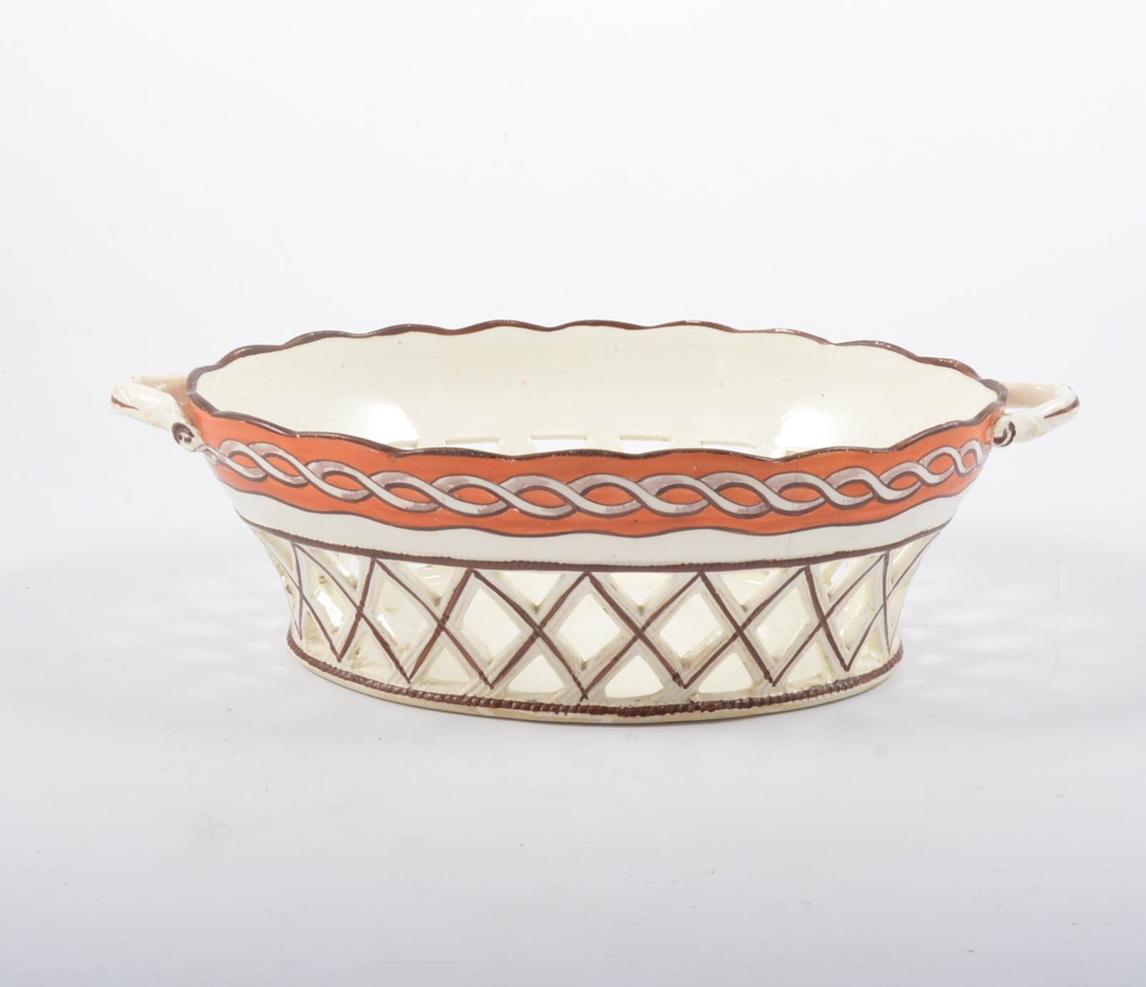 Creamware oval dessert basket,