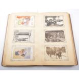 A French leather postcard album "Album pour Cartes Postales" containing approximately 204 postcards