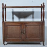 Victorian oak dumb-waiter, rectangular top with a three-quarter gallery, turned supports,