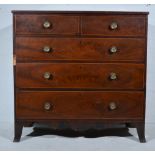 Late Victorian mahogany chest of drawers, two short above three long,