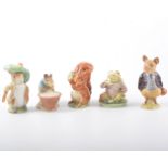 Beswick Beatrix Potter figures; earlier versions with gold and silver stamps to base,