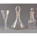 Box of glassware, including Victorian decanters, table glass, wine glass, Tudor tumblers etc.