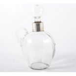 Glass whisky decanter with silver mount.