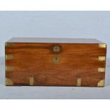 Camphor trunk Campaign style, brass mounts lock plate,