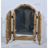 Italia gilt composition tryptych dressing table mirror.