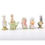 Beswick Beatrix Potter figures; to include Mrs Tiggy-winkle buys provisions, Poorly Peter Rabbit,