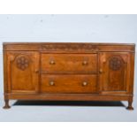 English oak sideboard, early 20th Century, rectangular top with carved frieze,