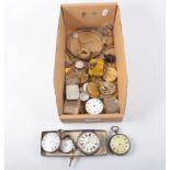 A tray of pocket watch parts,