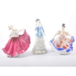 Six Royal Doulton Figurines, "Sally" HN3851, "Fair Maiden" HN2211, "Kerry" HN3036,