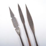 Fishing spear, wooden shaft, 147cm and two others, (3).