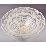 Andre Hunnebelle, Art Deco frosted glass bowl, signed, diameter 33cm.