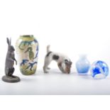 Copenhagen figure Terrier dog 1452/3020, metal sculptures of animals, Caithness paper weight,