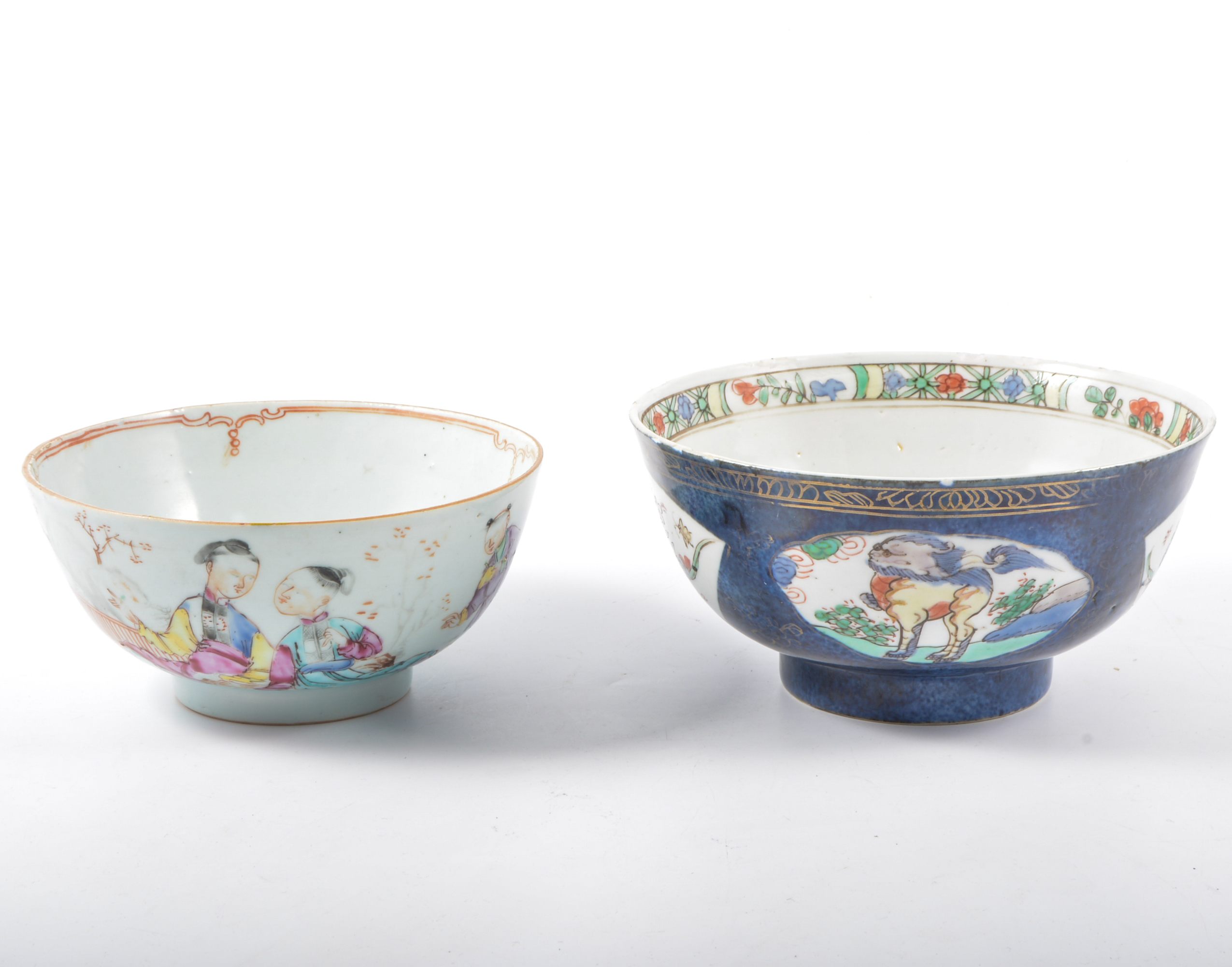 Chinese Famille rose bowl, Qianlong, painted with four figures, diameter 14.