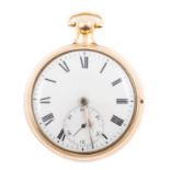 Victorian 18ct hallmarked gold pair cased-pocket watch, white enamelled dial with Roman numerals,