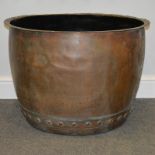 Large copper copper, riveted panels, folded rim, diameter 67cm, height 47cm.