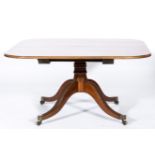 George IV mahogany dining table, rectangular tilt top, with molded edge, rounded corners,