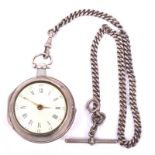 George III silver pair-cased pocket watch,