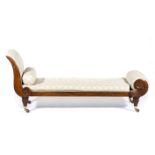 Regency rosewood chaise longue, in the French Empire taste,