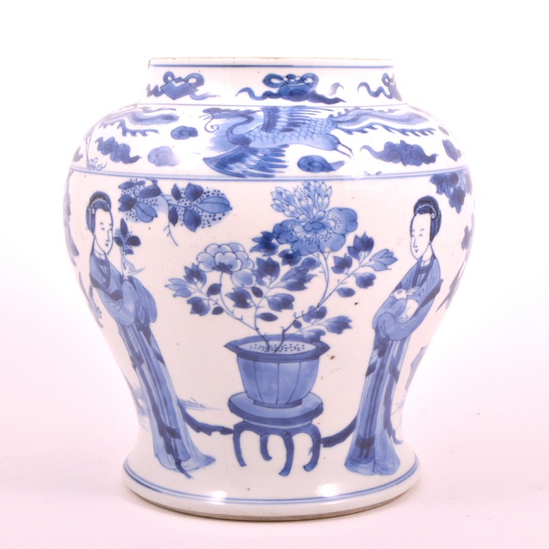 Chinese blue and white jar of baluster shape, bearing four character mark, - Image 2 of 4