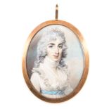 Manner of Andrew Plimer "Susannah Anthony", bust length portrait miniature,