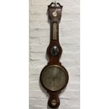 George IV mahogany banjo shape mercury wall barometer, signed Giobbio, Trowbridge in Devizes,