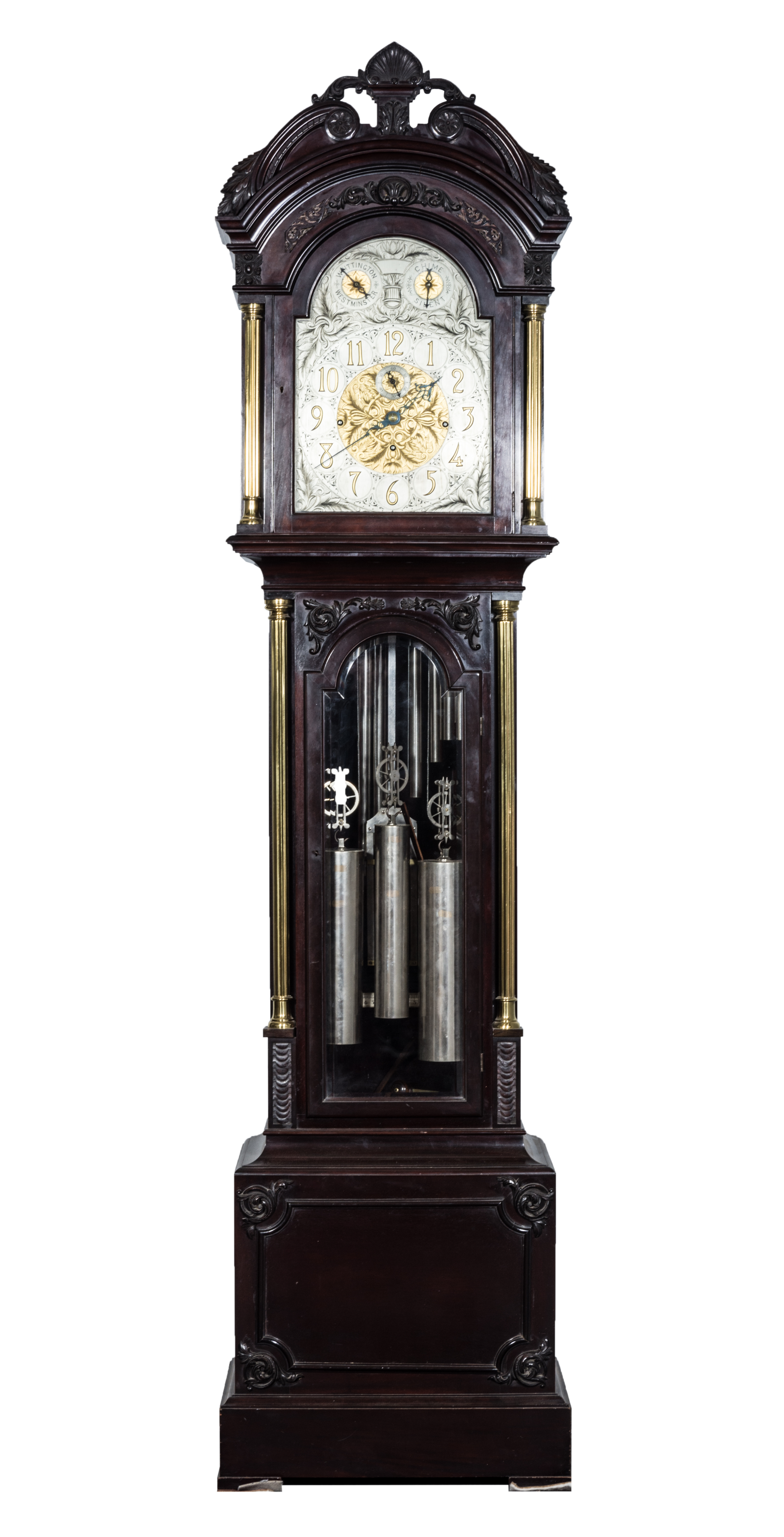 Edwardian mahogany and brass Longcase Clock, in the style of Maple & Co.