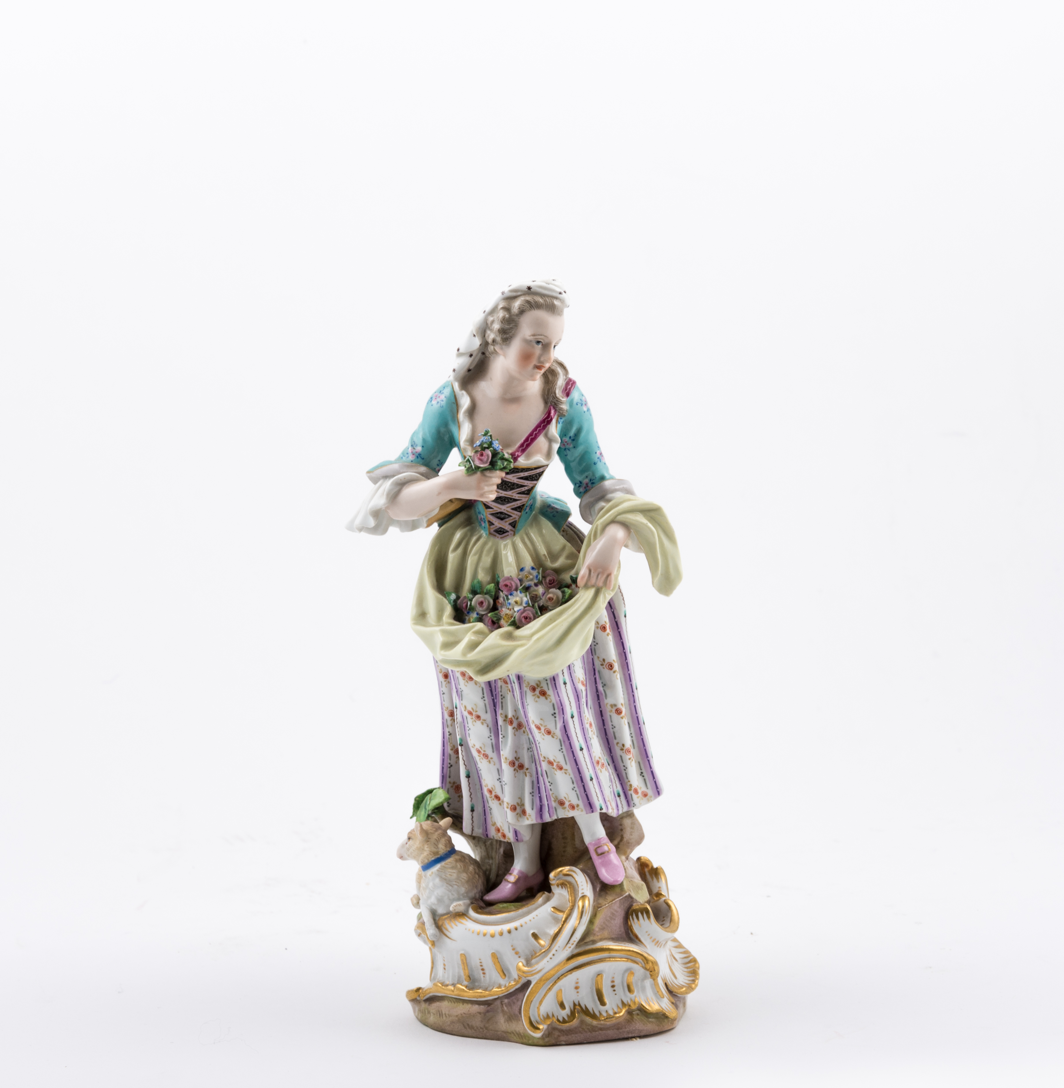 Meissen porcelain figure of a lady shepherdess, 19th Century,