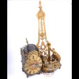 Restoration style brass lantern clock, circa 1900, of conventional design, single hand,