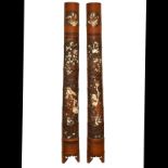 Pair of Japanese bamboo and shibayama decorated pilasters, Meiji,