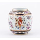 Samson famille rose style armorial ginger jar, slightly swollen form,