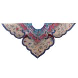 Chinese satin-weave silk 'cloud' collar, late Qing, formed of three over-lapping layers,