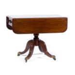 George IV mahogany pedestal Pembroke table, rectangular top with rounded corners,
