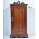 Edwardian walnut pot cupboard, rectangular top with shallow back and moulded edge, panelled door,