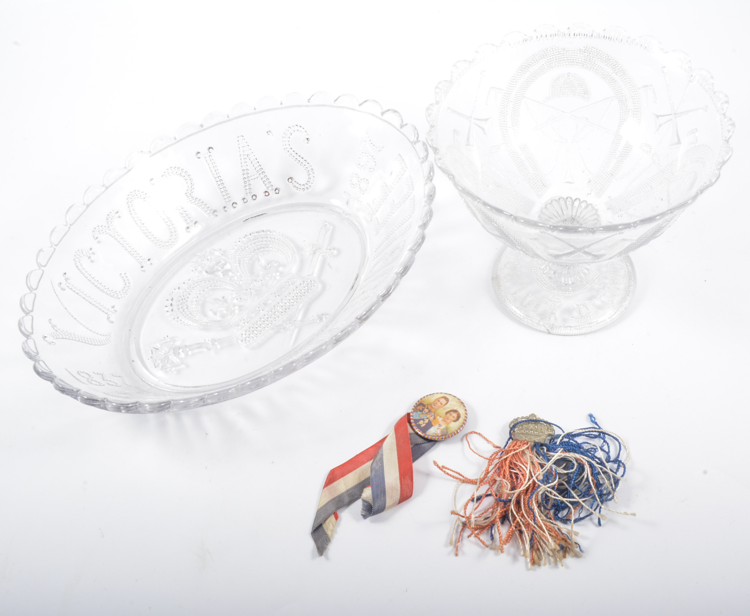 A Collection of Toyne and later press moulded commemorative glassware, (2 boxes).