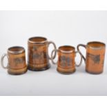 Collection of Ridgways Coaching Days pattern pottery; tankards and mugs, two boxes.