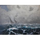 19th Century school, "Sloop in a fine breeze", oil on board, 31 x 40cm.