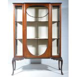 Edwardian inlaid mahogany breakfront display cabinet,