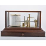 A mahogany cased table barograph, R. W. Munro Ltd, London, the case with a drawer under, width 36cm.