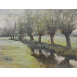 William Garfit, Willows by a stream, signed and dated '95, oil on board, 36cm x 45cm.