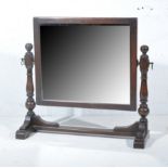 Oak framed dressing table mirror, rectangular plate, and stool, Regency design,