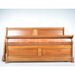 Superking sized sleigh bed, scrolled panelled headboard and footboard, W193cm, H112cm,