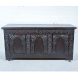 Joined oak coffer, 18th Century and later, rectangular hinged lid,