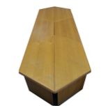Handmade light oak adaptable boardroom table, in six sections,