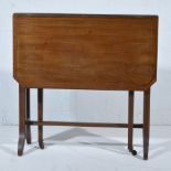 Edwardian mahogany Sutherland table, rectangular top with two fall leaves, canted corners,