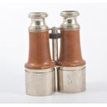 A pair of field glasses, nickel plated mounts.