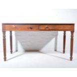 Victorian mahogany desk table, fluted supports, two frieze drawers,(a.f.), W137cm x D64cm x H72cm.