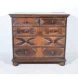 Joined oak chest of drawers, 18th Century, rectangular boarded top,