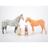 Beswick - H260 Hunter Grey, H259 Palomino, G1364, two other smaller horses, also Dalmation, Corgi,