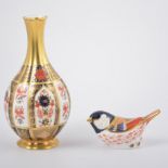 A Royal Crown Derby Imari "Orchid" vase, number 1128,17cm, boxed,