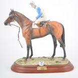 Capodimonte, a limited edition horseracing sculpture, by Cortese, on a wooden plinth base,